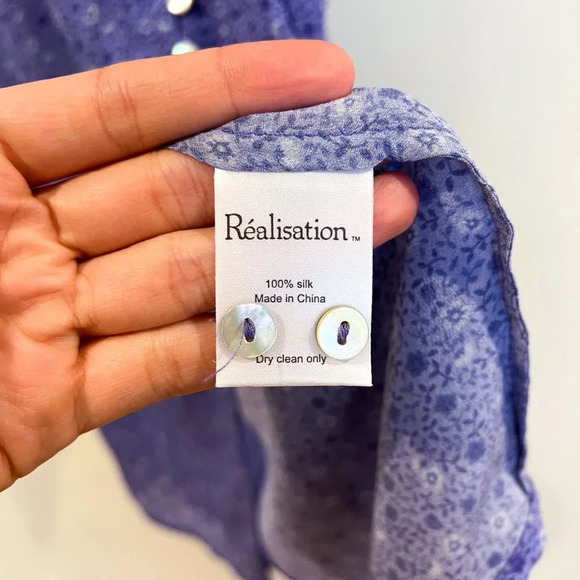 Realisation Par The Vivienne Purple Floral 100% Silk Button Down Maxi Dress XXS - Picture 9 of 10